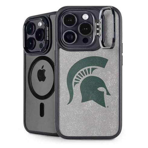 Michigan State University Grey Spartans Logo iPhone 15 Pro Kickstand Case